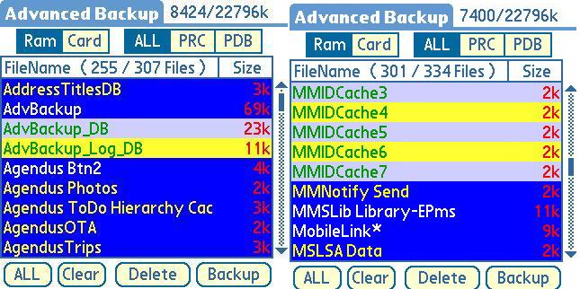 占RAM，先选中ALL，然后取消AdvBackup的数据文件及其他不需要的临时文件