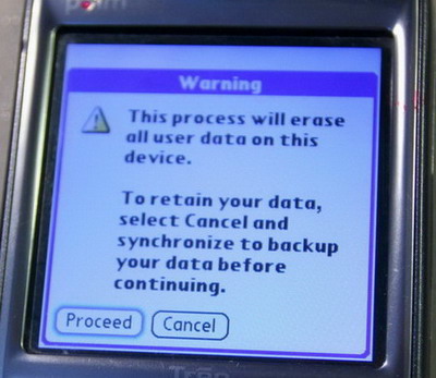 提醒将清除你所有数据.确定"Proceed"